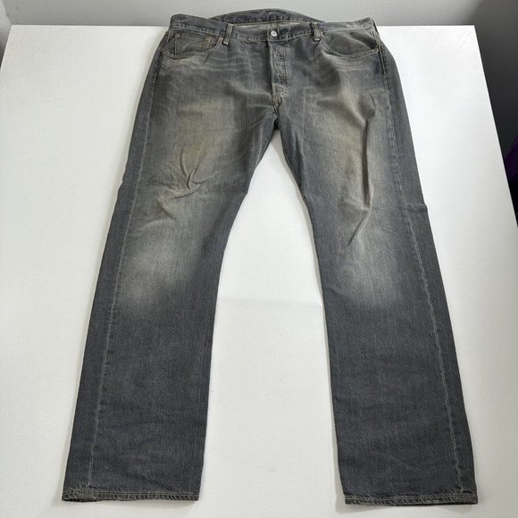 Levis 501xx Jeans Button Fly Mens Denim Faded Black Size 40x32 Straight Leg‎ - Picture 1 of 11